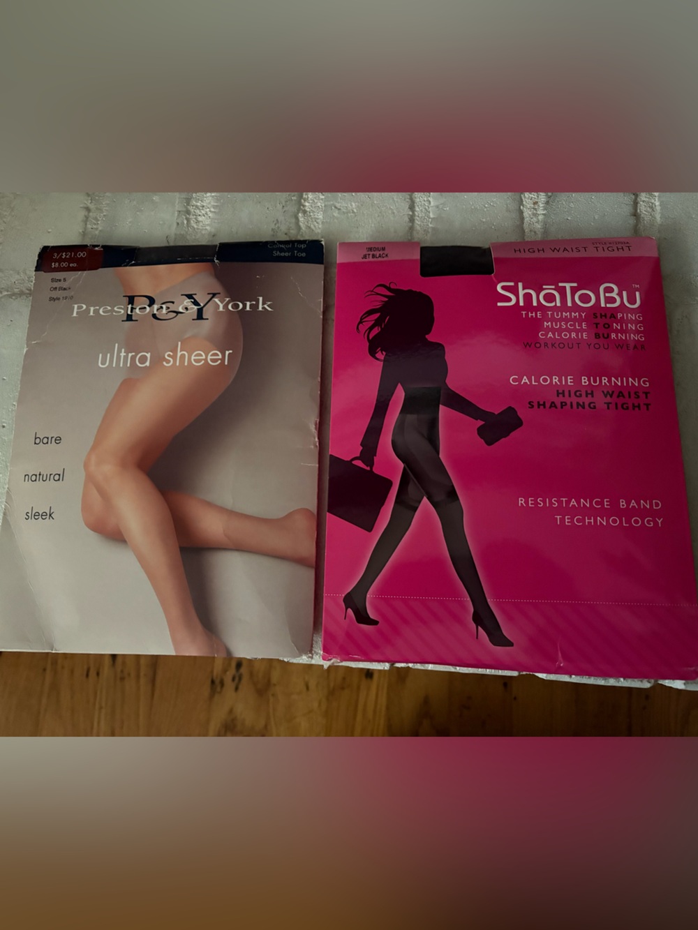 Pair of Women's Sheer & Shaping Tights - Nude and Black